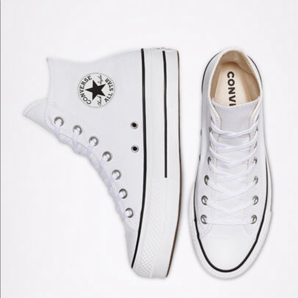 Platform white high tops Converse